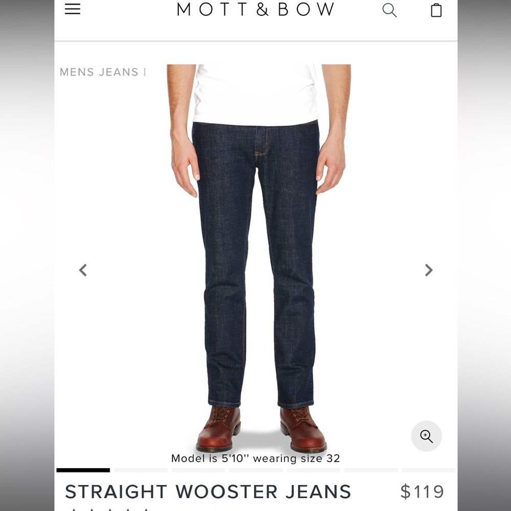 NWT Mott & Bow Classic Blue Denim Jeans- Straight Wooster